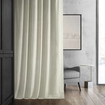 HPD Half Price Drapes Velvet Thermal Blackout Curtains - Elegant 108 Inch Drapes - Porcelain White