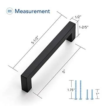 Ravinte 5 Pack Black Cabinet Pulls 5 Inch Square Cabinet Handles Matte Black Kitchen Hardware for Cabinet Square Drawer Pulls with Screwdriver