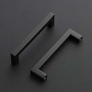 Ravinte 5 Pack Black Cabinet Pulls 5 Inch Square Cabinet Handles Matte Black Kitchen Hardware for Cabinet Square Drawer Pulls with Screwdriver