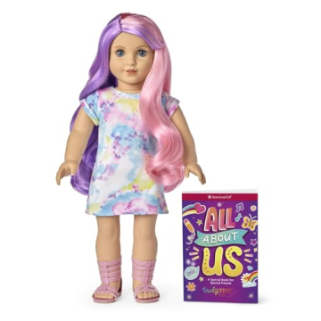 American Girl Truly Me 18-inch Doll #116 with Blue Eyes, Purple-and-Pink Hair, Light Skin, Tie Dye T-shirt Dress, For Ages 6+