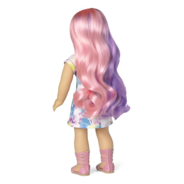 American Girl Truly Me 18-inch Doll #116 with Blue Eyes, Purple-and-Pink Hair, Light Skin, Tie Dye T-shirt Dress, For Ages 6+