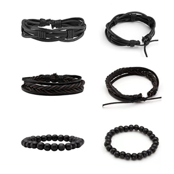 Black Braided Leather Bracelets for Men & Women