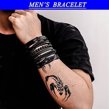 Black Braided Leather Bracelets for Men & Women