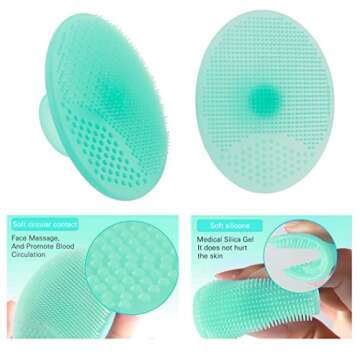 Silicone Face Scrubbers Exfoliator Brush-Facial Cleansing Brush Blackhead Scrubber Exfoliating, Precision Pore cleansing pad Acne Blackheads Removing Face Brush-2 Pack