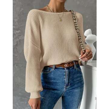 Labolliy Twist Back Pullover Sweater for Women Stylish