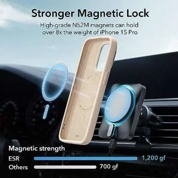 ESR for iPhone 15 Pro Case, MagSafe Silicone Case with Stand, Military-Grade Protection, Built-in Camera Stash Stand, Magnetic Phone Case for iPhone 15 Pro, Cloud Series,Light Tan