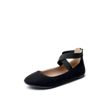 DREAM PAIRS Women's Comfortable Fashion Elastic Ankle Straps Flats Shoes,Size 9,Black,Sole_Stretchy