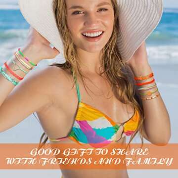 Hicarer 29 Pieces Adjustable Surfer Wave Bracelet Summer Ocean Strand Bracelet Waterproof Handmade F...