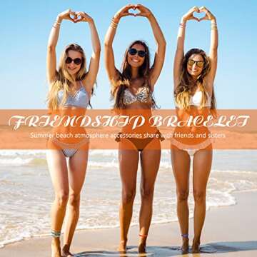 Hicarer 29 Pieces Adjustable Surfer Wave Bracelet Summer Ocean Strand Bracelet Waterproof Handmade Friendship Bracelet Sunflower Shell Bracelets Anklets Jewelry for Women Teen Girls(Retro Style)