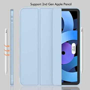 iMieet iPad Air 11 Inch Case M2 2024, iPad Air 5th/4th Generation Case 2022/2020 10.9 Inch with Pencil Holder, Trifold Stand Smart Case(Sky Blue)