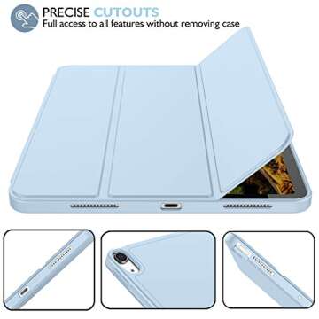 iMieet iPad Air 11 Inch Case M2 2024, iPad Air 5th/4th Generation Case 2022/2020 10.9 Inch with Pencil Holder, Trifold Stand Smart Case(Sky Blue)