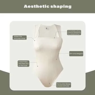 Ixarl Women's Tights: Exquisite Ribbed Sleeveless Vest with Square Neckline and Abdominal Control Tank Tops Bodysuits