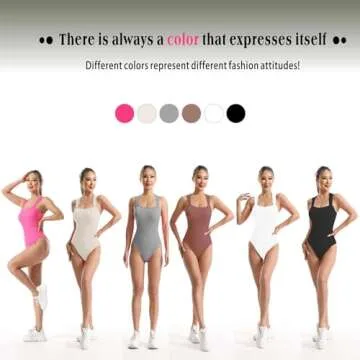 Ixarl Women's Tights: Exquisite Ribbed Sleeveless Vest with Square Neckline and Abdominal Control Tank Tops Bodysuits