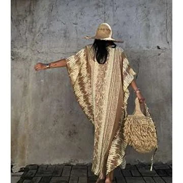 Maleroads Women Maxi Dress Tunic Kaftan for Summer Style