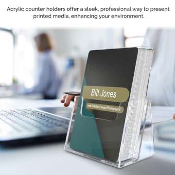 4 Pack Vertical Business Card Holder Desk Display for 2" x 3.5" Contact Cards Clear Acrylic Stand for Fitness Centers and Gyms by Marketing Holders
