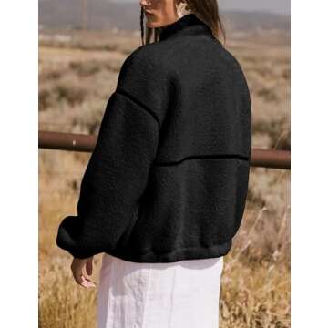 Yeokou Womens Sherpa Fleece Jackets Stand Collar Zip Up Fall Winter Casual 2025 Fuzzy Coats with Pockets