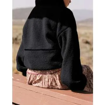 Yeokou Womens Sherpa Fleece Jackets Stand Collar Zip Up Fall Winter Casual 2025 Fuzzy Coats with Pockets