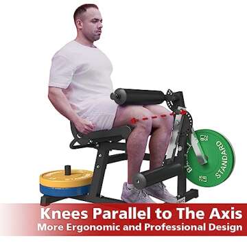 GMWD Adjustable Leg Exercise Bench with Plate Loaded, Extension and Curl Machine, Silver