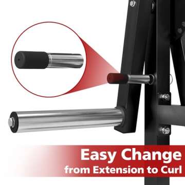 GMWD Adjustable Leg Exercise Bench with Plate Loaded, Extension and Curl Machine, Silver