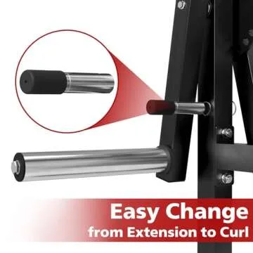 GMWD Adjustable Leg Exercise Bench with Plate Loaded, Extension and Curl Machine, Silver