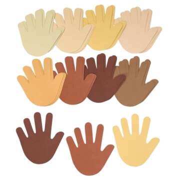 Colorations Colors Like Me Hand Shapes – Set of 24 - People Cutout, Skin Tone & Color, Multicultural Paper, Classroom Decorations, Arts & Crafts