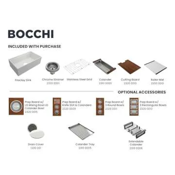 BOCCHI Contempo Workstation Apron Front Step Rim Fireclay 33 in. Single Bowl Kitchen Sink with Accessories in White