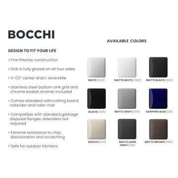 BOCCHI Contempo Workstation Apron Front Step Rim Fireclay 33 in. Single Bowl Kitchen Sink with Accessories in White