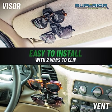Durable Sunglass Holder for Car Visor - 2 Pack