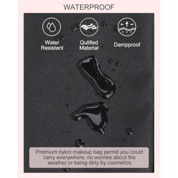 Relavel Small Makeup Bag, Makeup Brush Cosmetic Organizer, Portable 2 Layer Travel Makeup Organizer, Cosmetic Bag for Women, Handbag Purse Pouch, Compact Capacity for Daily Use (Black)