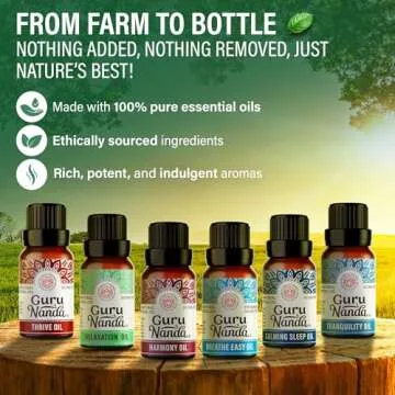 GuruNanda Essential Oil Blends (Set of 6) - Natural Essential Oil Set, Aromatherapy Oil Blends for Diffusers - Breathe Easy, Tranquility, Harmony, Calming Sleep, Relaxation & Thrive