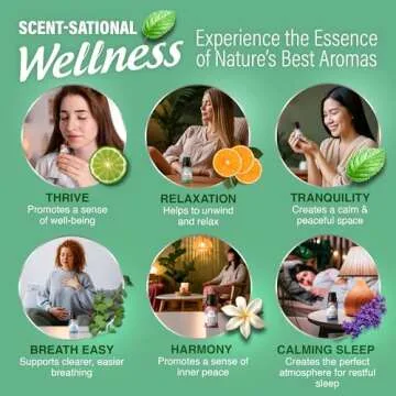 GuruNanda Essential Oil Blends (Set of 6) - Natural Essential Oil Set, Aromatherapy Oil Blends for Diffusers - Breathe Easy, Tranquility, Harmony, Calming Sleep, Relaxation & Thrive