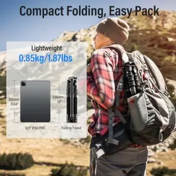 Sirui Compact Traveler 5C Tripod 54.3 inches Lightweight Carbon Fiber Travel Tripod Portable Camera Tripod with 360° Panorama Ball Head for Arca Swiss Quick Release Plate Load Capacity Up to 8.8lbs