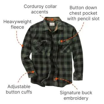 Legendary Whitetails Men's Standard Navigator Fleece Button Up Shirt, Night Forest Plaid, X-Large