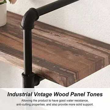 HOMISSUE 4-Shelf Rustic Pipe Shelving Unit, Metal Decorative Accent Wall Book Shelf for Home or Office Organizer, Retro Brown