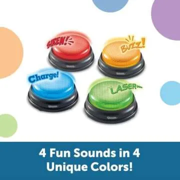 Learning Resources Lights and Sounds Buzzers,Set of 4, Ages 3+, Game Show and Classroom Buzzers, Family Game Night, Game Show Buzzers, Classroom Accessories