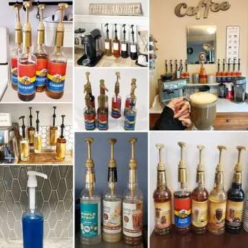 10 Pcs Gold Coffee Syrup Pumps, Compatible with 25.4 Oz/750ml Bottles, Great for Home & Coffee Bar Drinking Mixes, Tea, Beverage, Cocktails