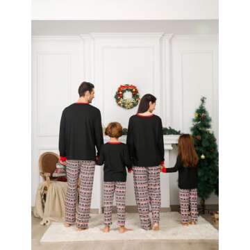 Onancehim Family Christmas Pajamas Matching Sets for Adult, Matching Long Sleeve Christmas Pajama 2 Piece Outfit Christmas Pjs Holiday Xmas Sleepwear Pj’s with Christmas Printed(Women,XL,Black)