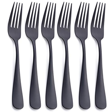 Matte Black Dinner Fork Set by GoGeiLi - Elegant Stainless Steel Flatware