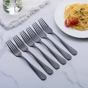 Matte Black Dinner Fork Set - Elegant Flatware for All Occasions