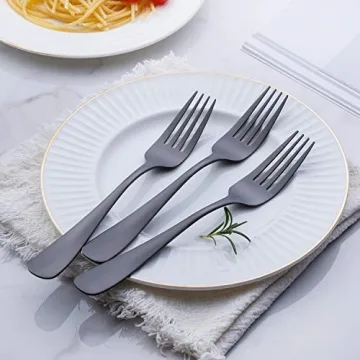 Matte Black Dinner Fork Set - Elegant Flatware for All Occasions