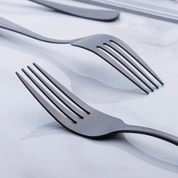 Matte Black Dinner Fork Set - Elegant Flatware for All Occasions