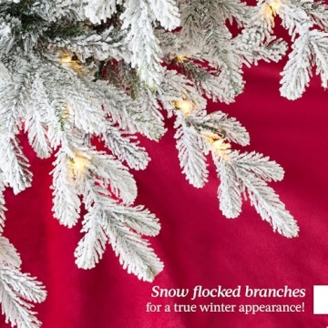 Best Choice Products Lighted Aspen Christmas Tree, 7.5ft Flocked Artifical Noble Fir, Pre-Lit White & Multicolored LED Lights Premium Holiday Décor