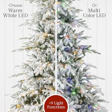 Best Choice Products Lighted Aspen Christmas Tree, 7.5ft Flocked Artifical Noble Fir, Pre-Lit White & Multicolored LED Lights Premium Holiday Décor