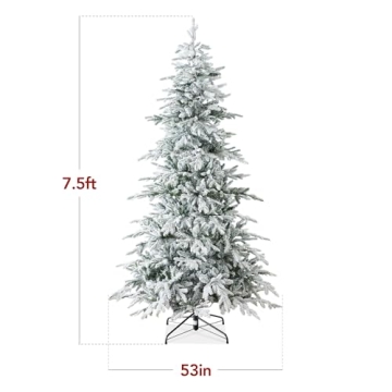 Best Choice Products Lighted Aspen Christmas Tree, 7.5ft Flocked Artifical Noble Fir, Pre-Lit White & Multicolored LED Lights Premium Holiday Décor