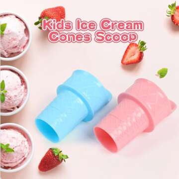 4PCS Ice Cream Cone Holder, Reusable Ice Cream Cones, Plastic Ice Cream Cone, Food Grade Ice Cream Plastic Cup Spoon For Party