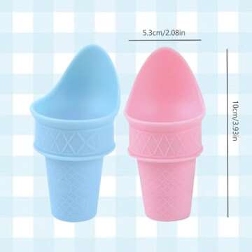 4PCS Ice Cream Cone Holder, Reusable Ice Cream Cones, Plastic Ice Cream Cone, Food Grade Ice Cream Plastic Cup Spoon For Party