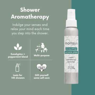 Shower Spray Aromatherapy Spa Room Oils: A Steam Spray Shower Mist Trio for a Luxurious Self Care at Home Spa Day. Eucalyptus Spray Shower, Lavender Aromatherapy Essential Spray and Citrus Spa Spray.