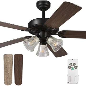 Stylish 52 Inch Ceiling Fan with Light and Remote Control