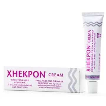 Xhekpon Cream for Face, Neck and Cleavage Skincare - Cream with Hydrolized Collagen and Aloe Vera/Anti-aing cream 40ML - Favours skin moisturization, protection and regeneration.
