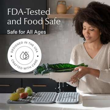 Dorai Home Dish Pad – Quick-Dry Diatomite Stone Drying Mat for Kitchen Counter, 19.9" x 15.2" x 0.52", Slate